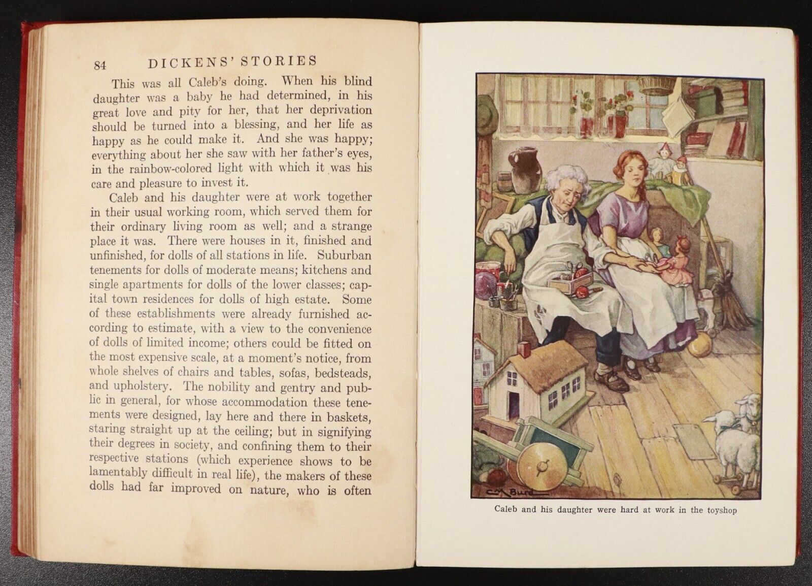 c1929 Dickens' Stories About Children Antique Childrens Book Illustrated CM Burd