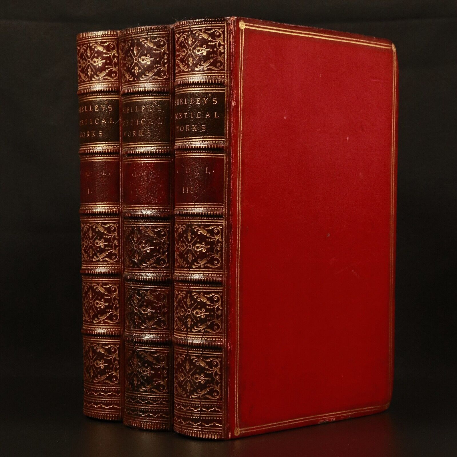 1866 3vol Poetical Works Of Percy Bysshe Shelley Antique Poetry Book Set Fine