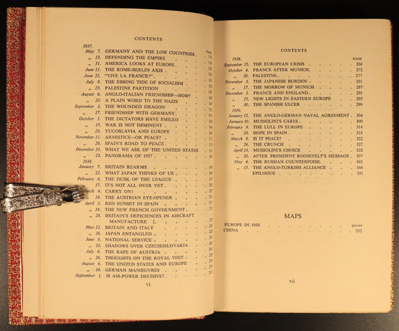 1947 Step By Step 1936-1939 by Winston Churchill Antique History Book Leather