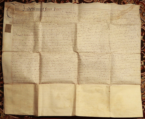 1772 Indenture Conveyance British Legal Document Manuscript Vellum Wax Sealed