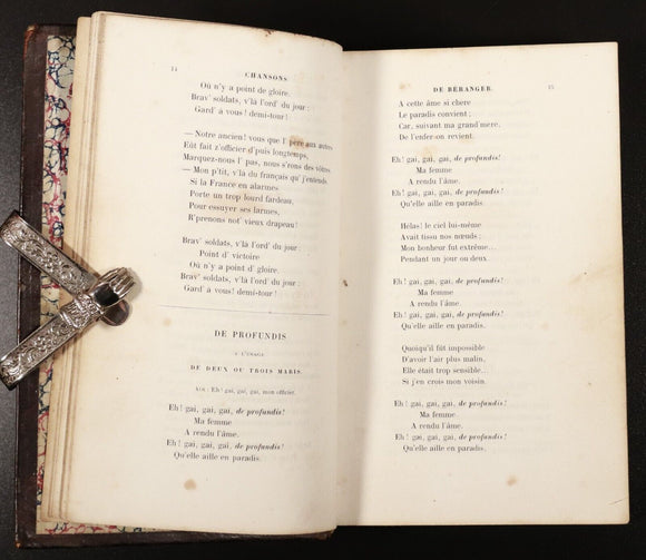1843 Oeuvres Completes De P.J. De Béranger Antiquarian French Poetry Book Vol 2