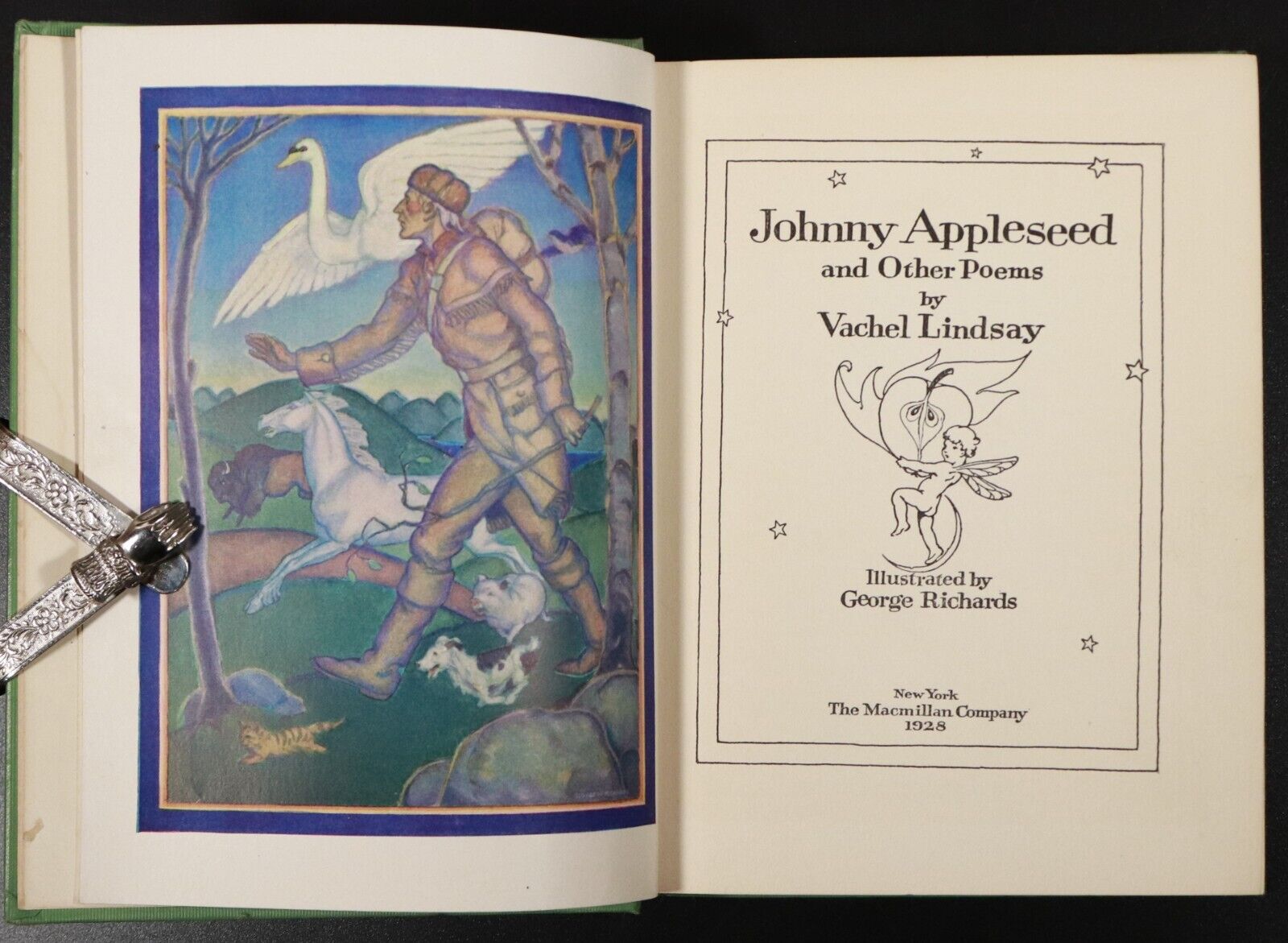 1928 Johnny Appleseed by Vachel Lindsay Antique American Poetry Book Illustrated
