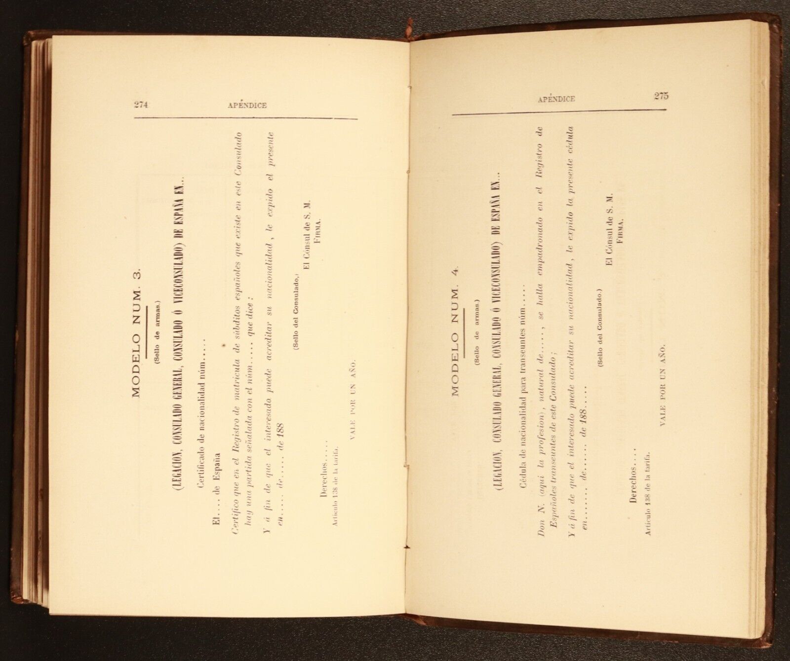 1883 Elementos Para El Ejercicio De La Carrera Consular Antique Reference Book