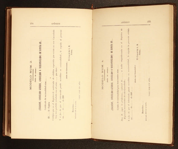 1883 Elementos Para El Ejercicio De La Carrera Consular Antique Reference Book