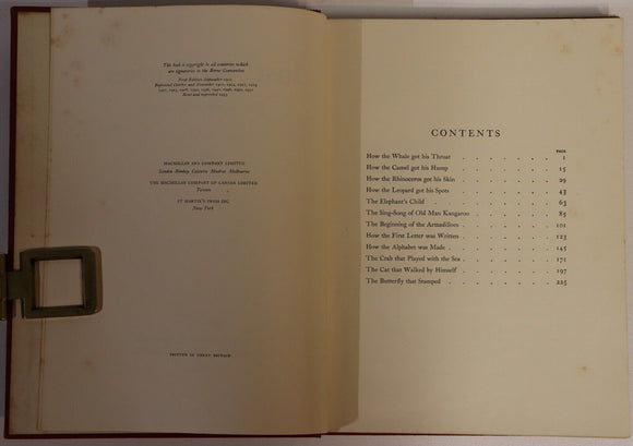 1953 Just So Stories by Rudyard Kipling Vintage British Childrens Fiction Book