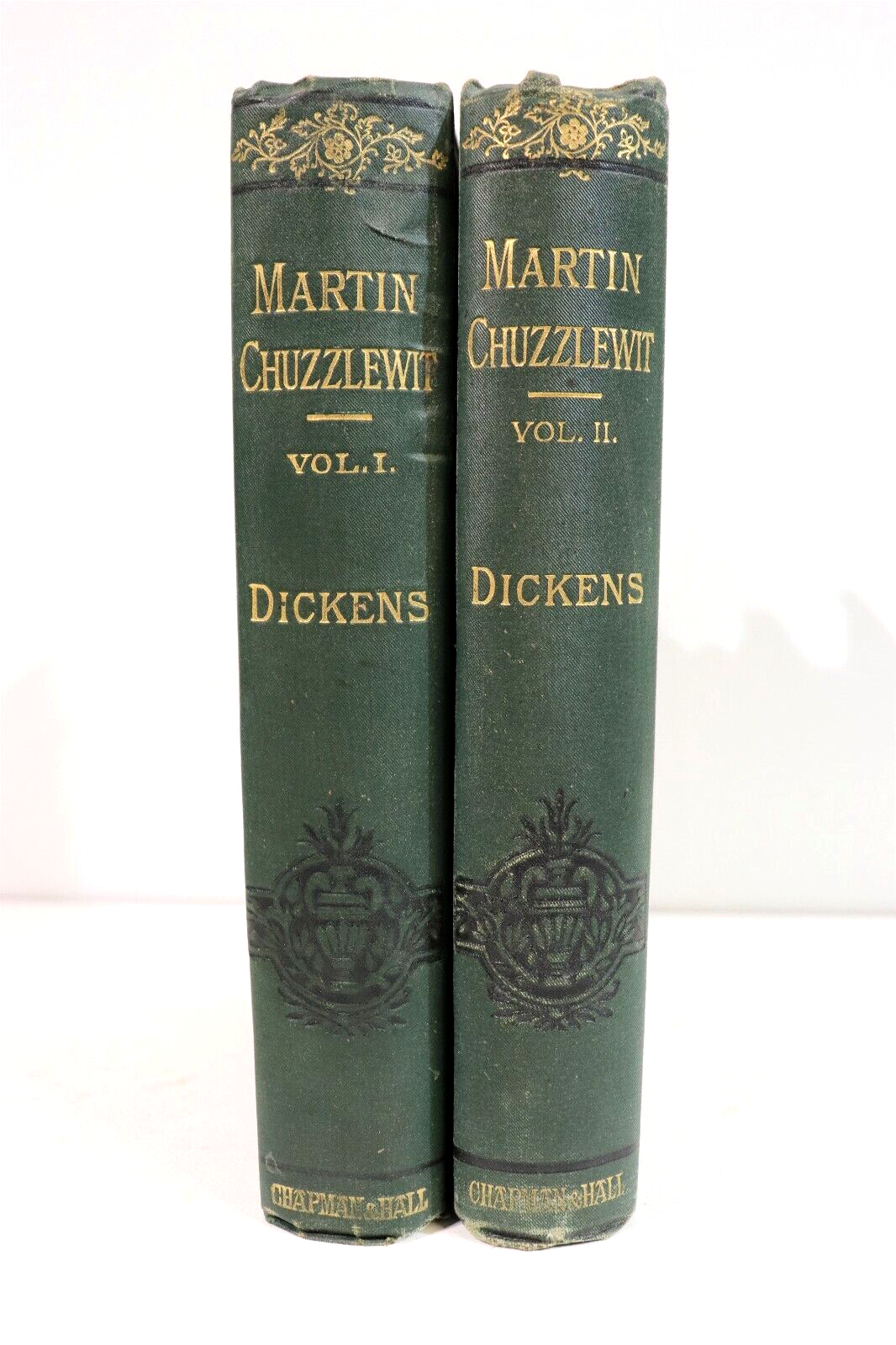 c1879 2vol Martin Chuzzlewit by Charles Dickens Antique British Fiction Book Set