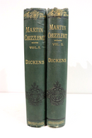 c1879 2vol Martin Chuzzlewit by Charles Dickens Antique British Fiction Book Set-1