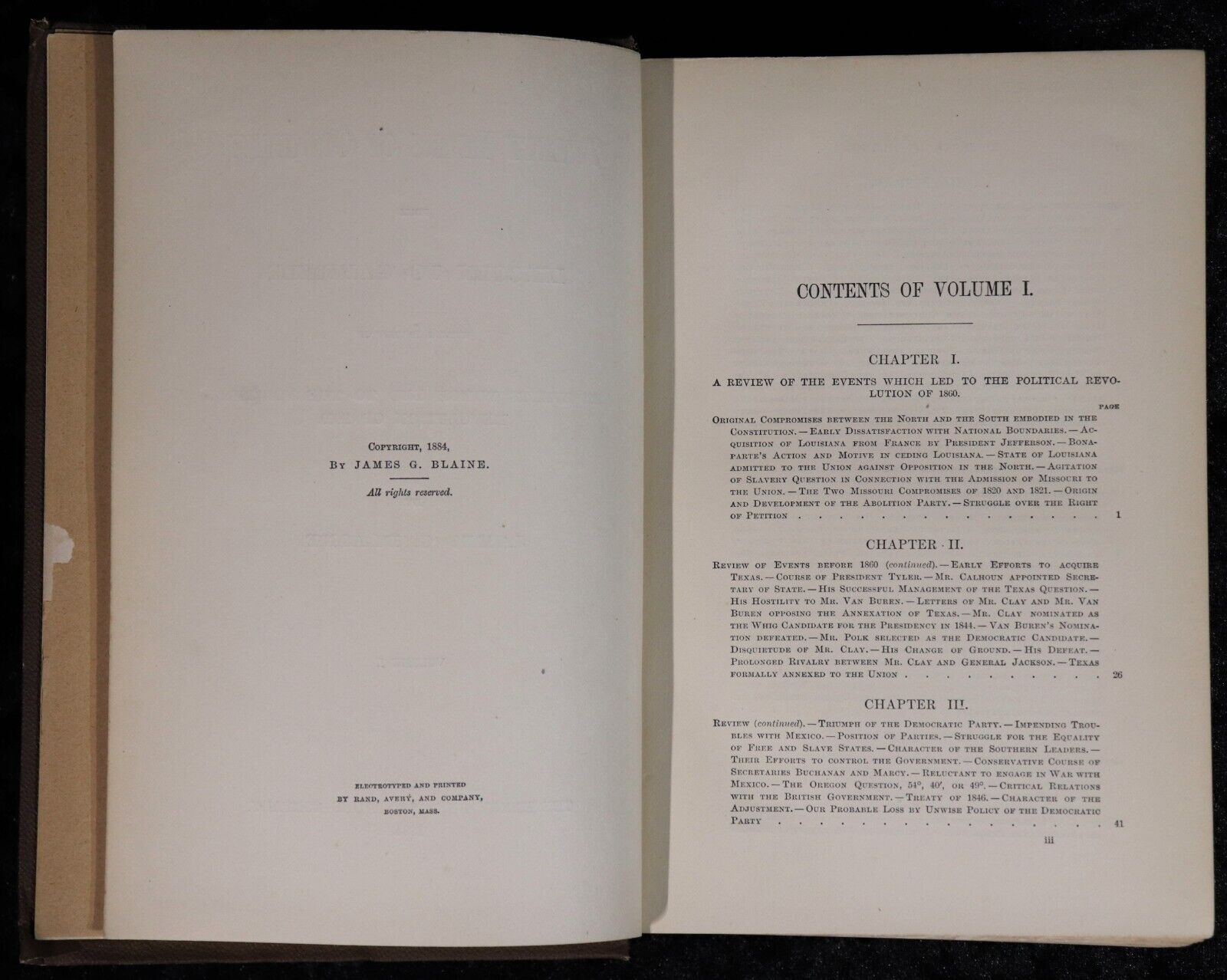 1884 2vol Twenty Years Of Congress by J.G. Blaine Antique American History Books