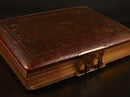c1920 Antique Leather Photo Album Brass Clasp COOPER Family 54 Original Photos-4