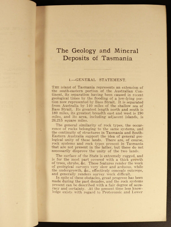 1938 Geology & Mineral Deposits Of Tasmania Australian Mining History Book Maps