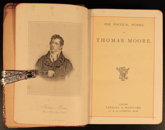 c1905 The Poetical Works Of Thomas Moore Illustrated Antique Irish Poetry Book