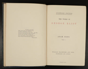 c1895 2vol Works Of George Eliot - Adam Bede Classic Literature Fiction Book Set - 0