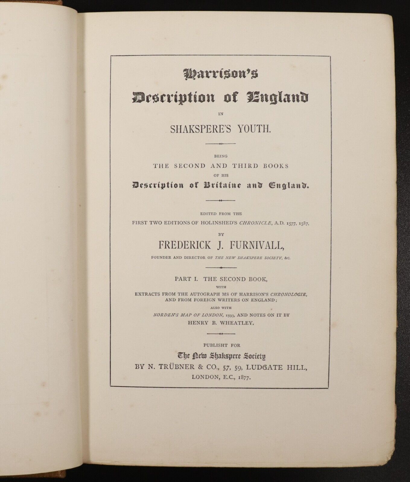 1877 2vol Harrison's Description Of England Antique British History Book Set