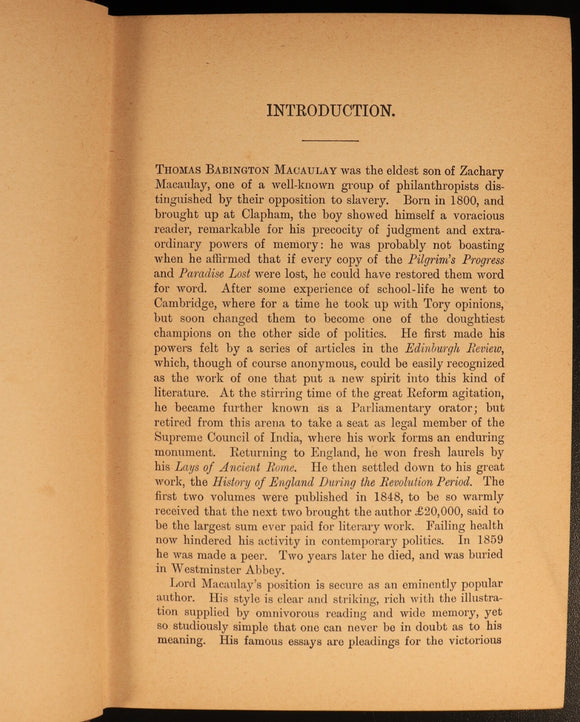 c1920 Macaulay's Essays On English History Antique British History Book