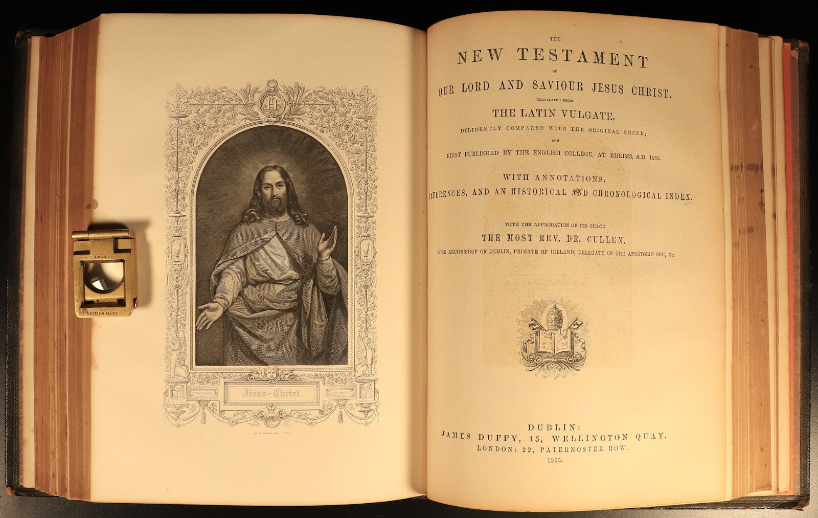 1865 The Pictorial Catholic Bible by Rev Dr Cullen Antiquarian Leather Bible