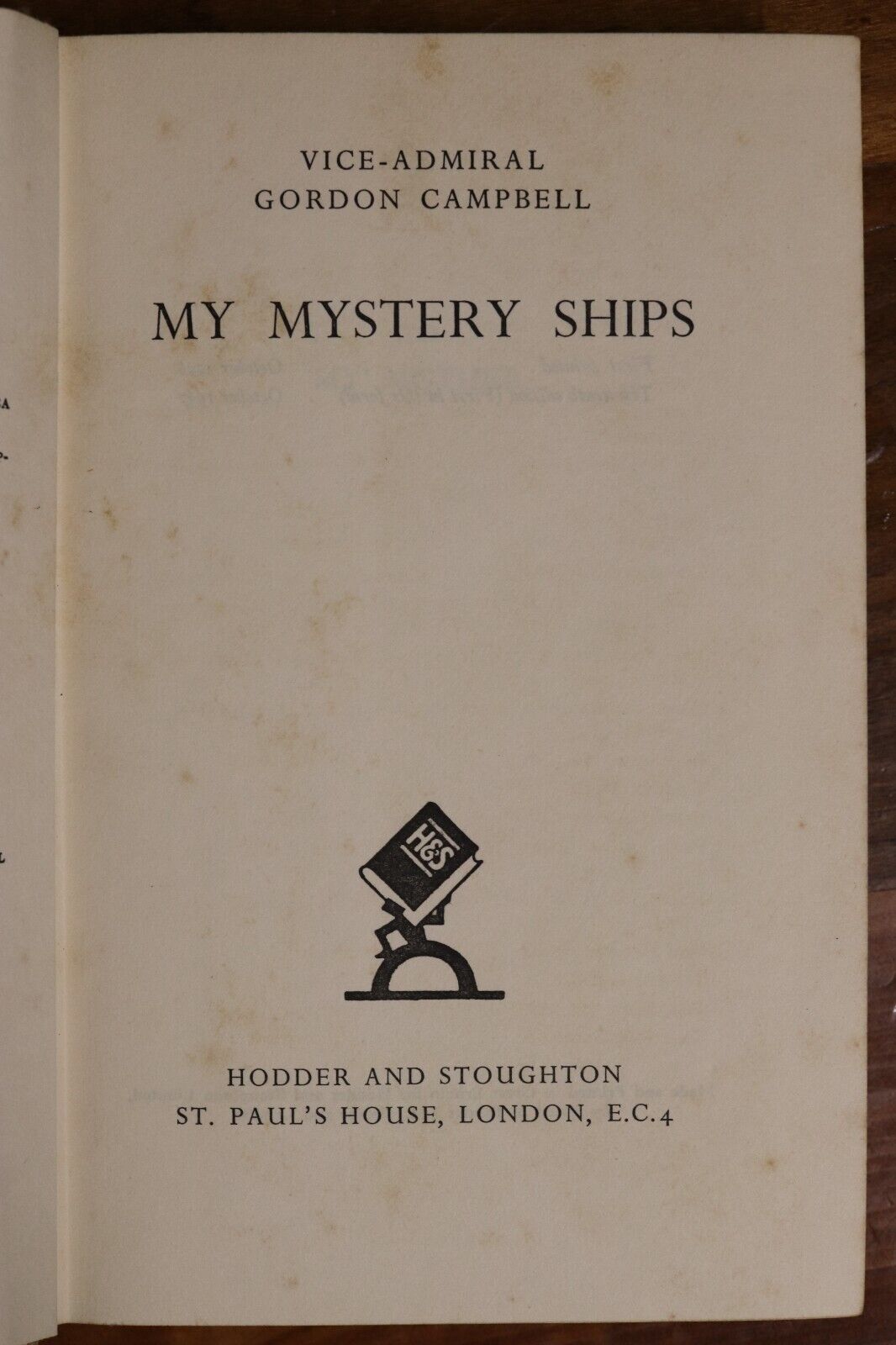 1937 My Mystery Ships by Vice Admiral G Campbell Military Biography Book