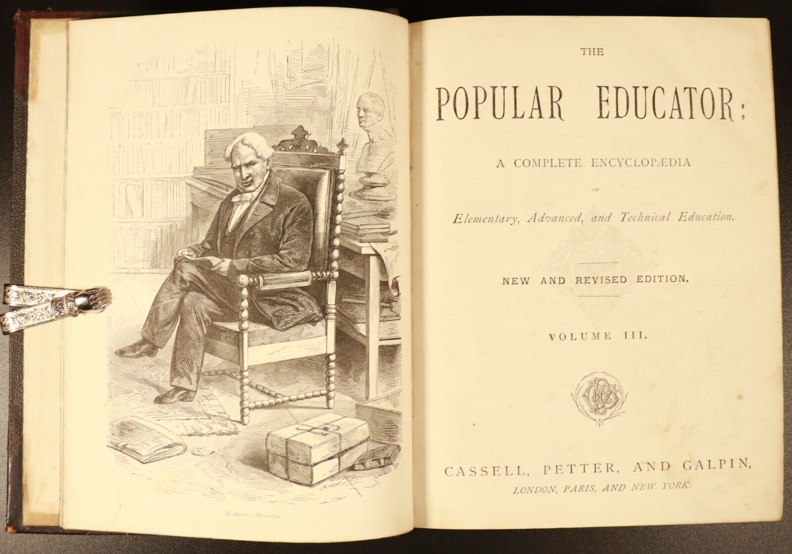 c1888 6vol The Popular Educator Antique General Reference Book Set Illustrated