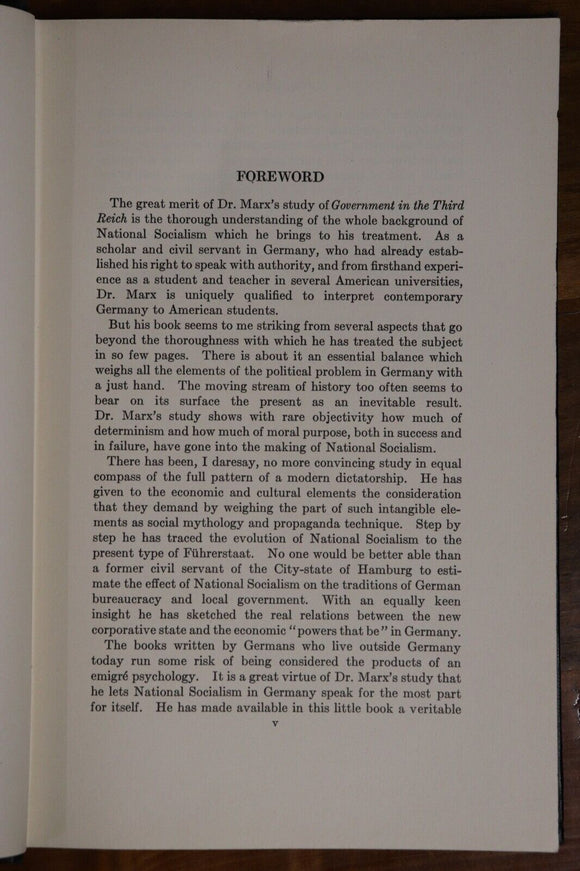 1936 Government In The Third Reich Antique German Political History Book