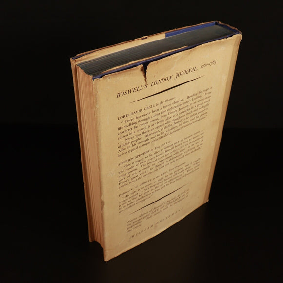 1951 Boswell's London Journal 1762 - 1763 Vintage Scottish History Book