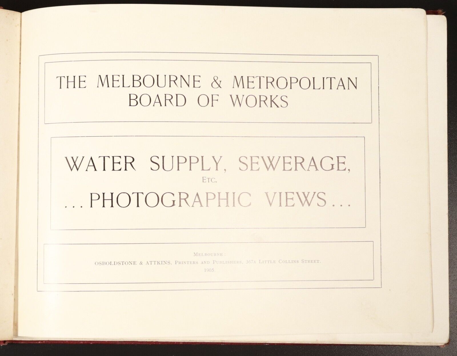 1905 The MMBW Water Supply Sewerage Photographic Views Melbourne History Book