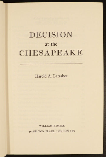 1965 Decision At The Chesapeake by H.A. Larrabee American Military History Book - 0