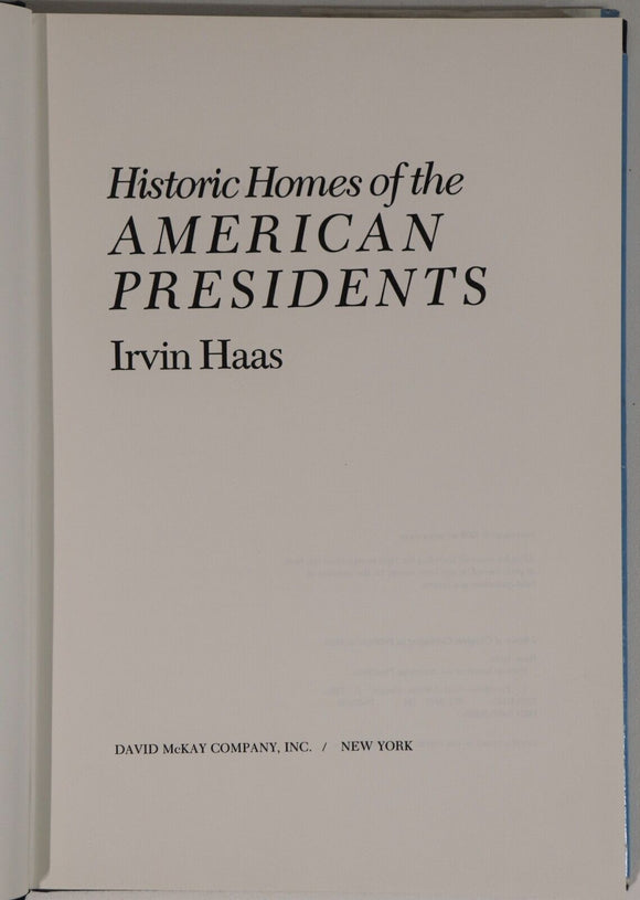 1976 Historic Homes Of The American Presidents American Architecture Book