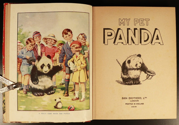 c1950 My Pet Panda Antique British Illustrated Childrens Book Birn Brothers Ltd