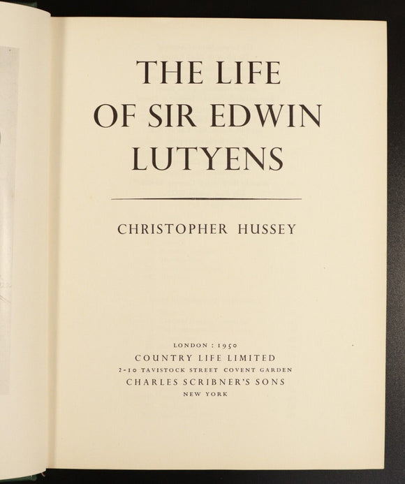 1950 The Life Of Sir Edwin Lutyens by C. Hussey Vintage Architecture Book