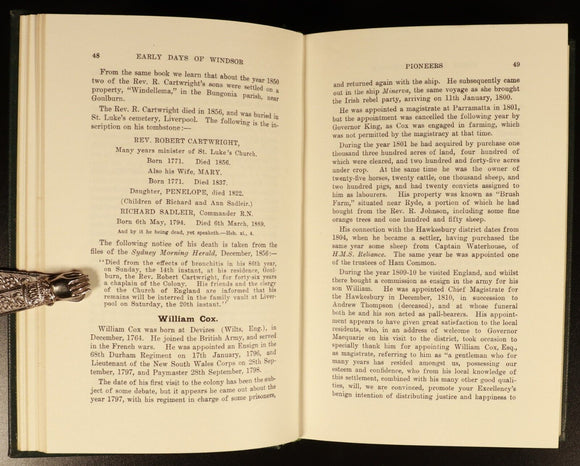 1977 Early Days Of Windsor NS Wales by J Steele Australian History Book No. 190