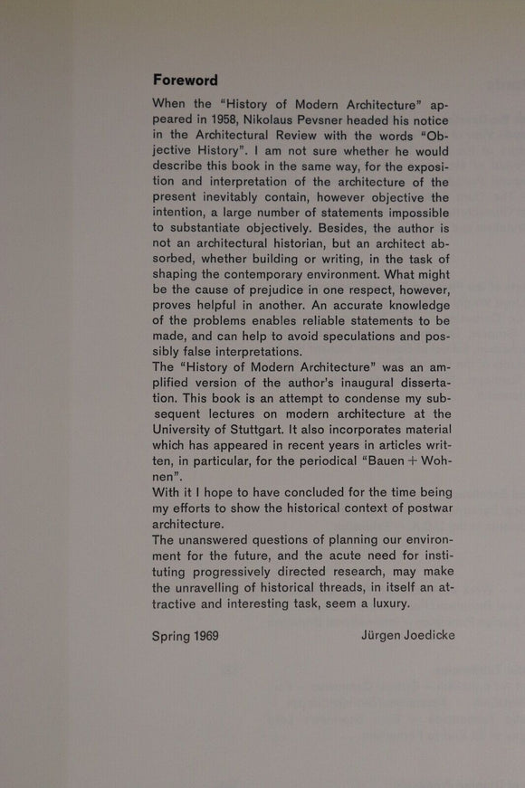 1969 Architecture Since 1945 by Jurgen Joedicke Architectural History Book