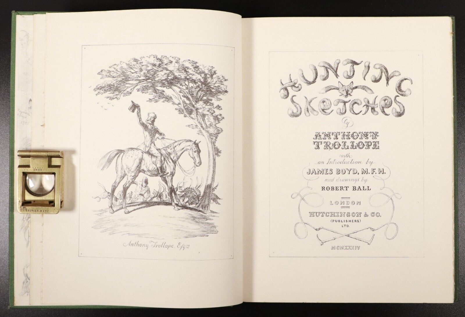 1934 Hunting Sketches by Anthony Trollope Antique British Literature & Art Book