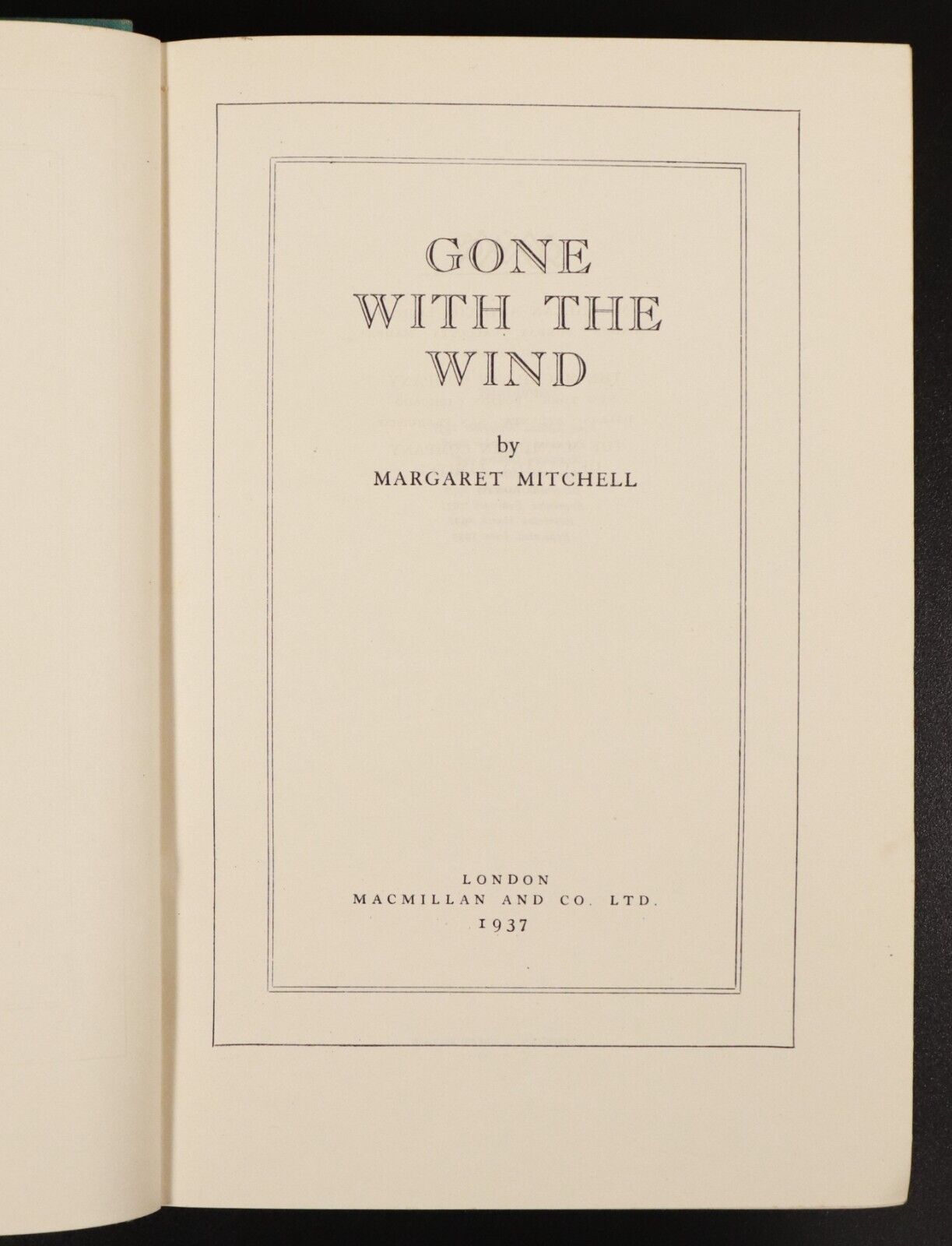 1937 Gone With The Wind by Margaret Mitchell Antique Classic Fiction Book - 0
