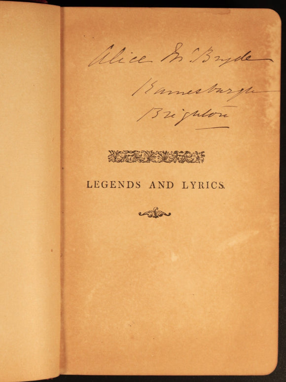 1892 Legends & Lyrics by Adelaide Anne Procter Antique British Poetry Book