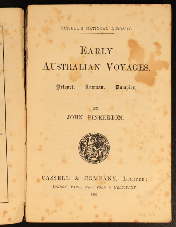 1886 Early Australian Voyages Pelsart Dampier Tasman Antiquarian History Book