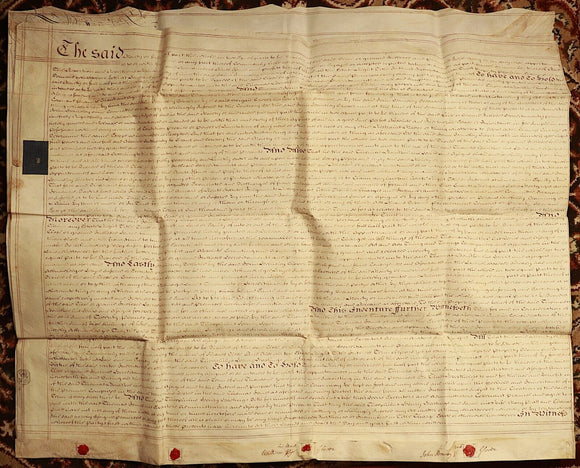 1772 Indenture Conveyance British Legal Document Manuscript Vellum Wax Sealed