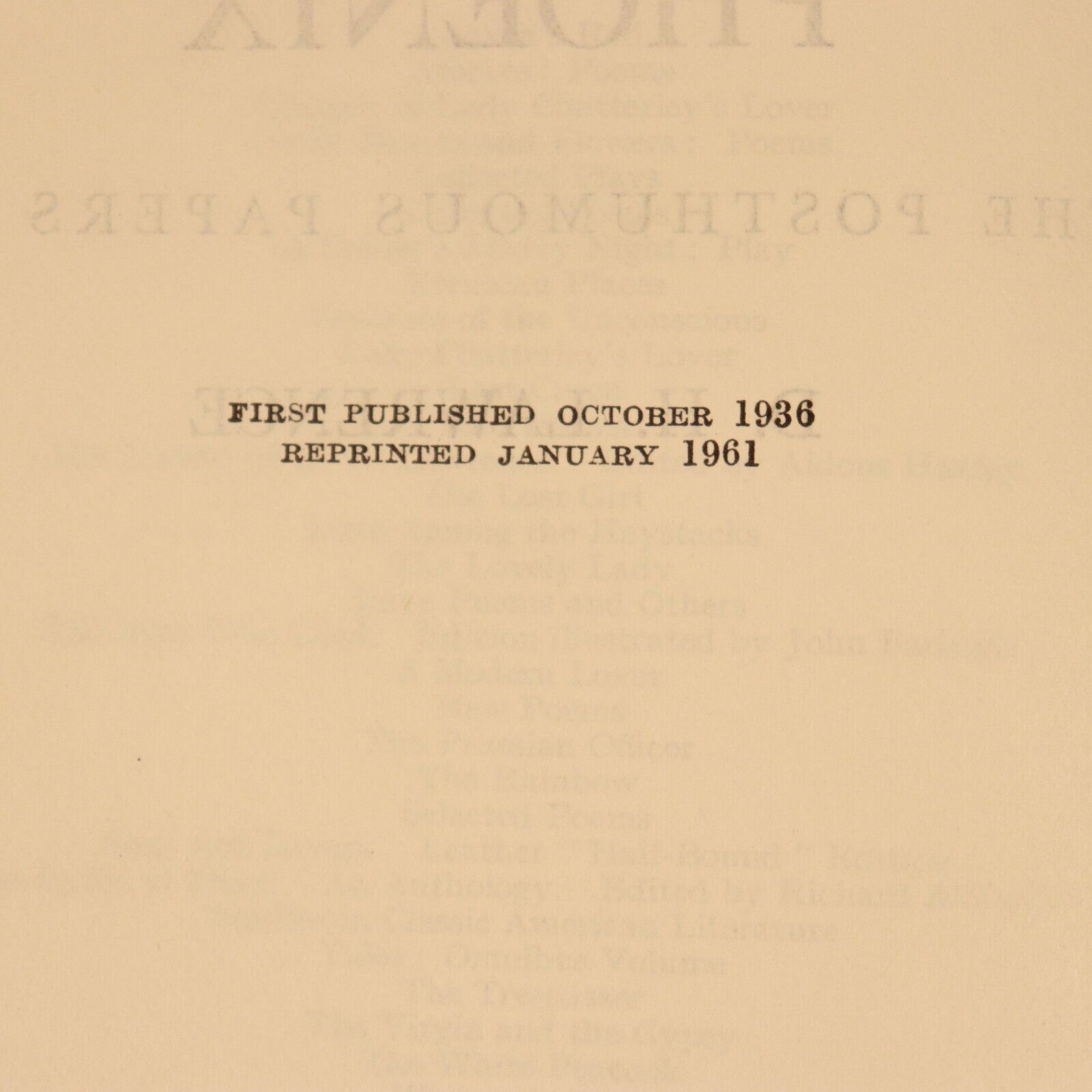 1961 Phoenix: Posthumous Papers Of D.H. Lawrence British Literature History Book