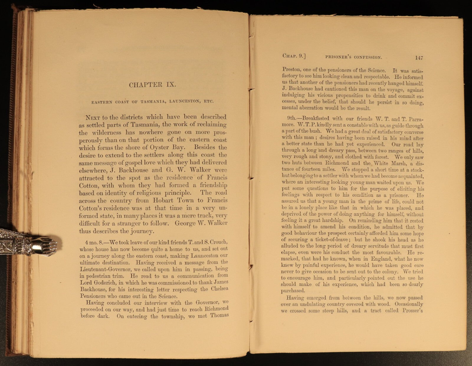 1862 Life Of George W. Walker of Hobart Town Antiquarian Australian History Book