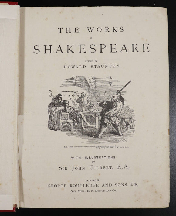 c1915 Sir John Gilbert's Shakespeare by Howard Staunton Antique Literature Book
