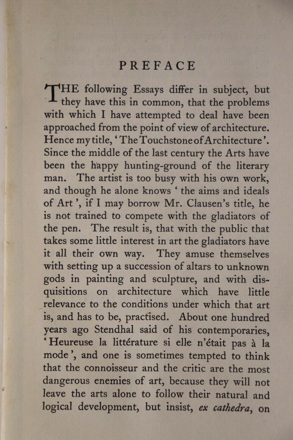 1925 The Touchstone Of Architecture by R Blomfield 1st Edition Antique Book