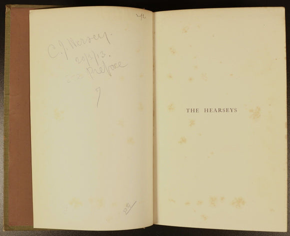 1905 The Hearseys Anglo Indian Family by Colonel H. Pearse Antique History Book