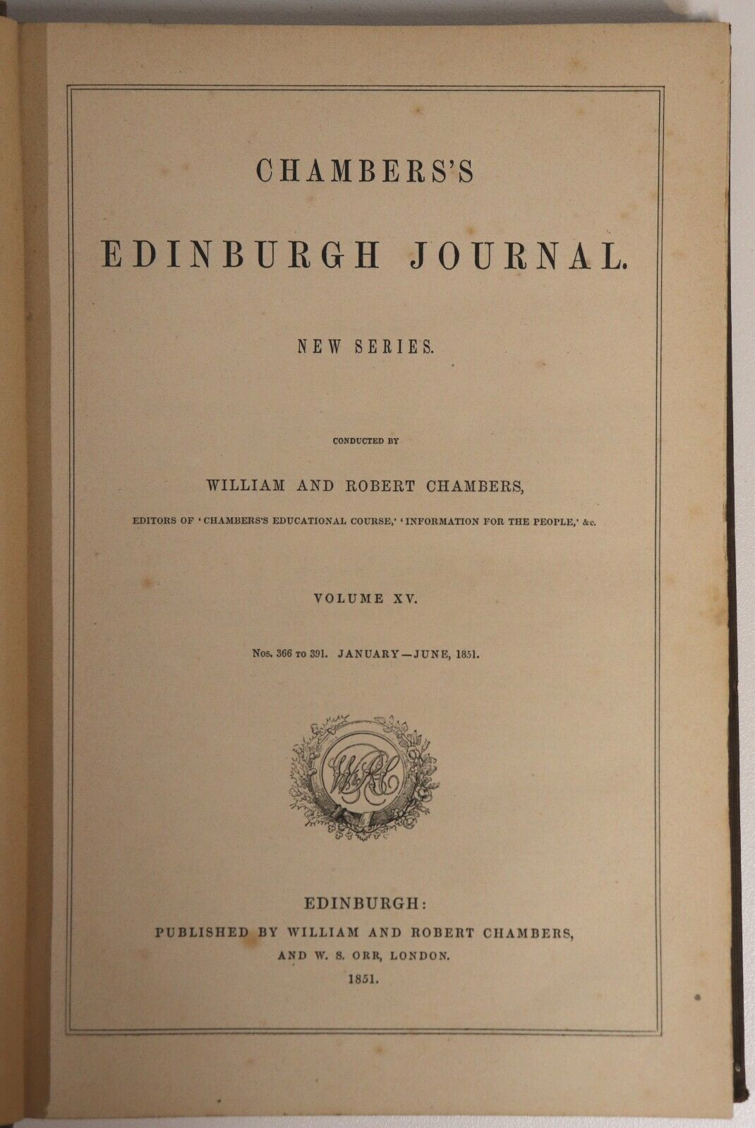 1851 Chambers's Edinburgh Journal Vol. 15 Antique British Reference History Book - 0