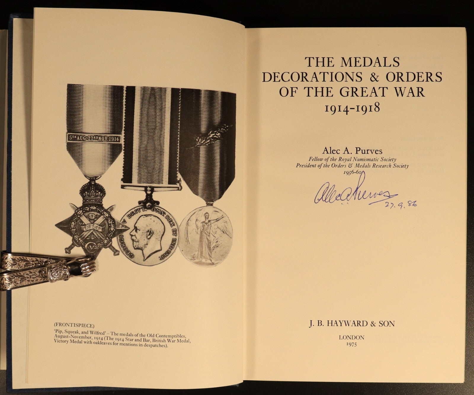 Medals, Decorations & Orders Of WW1 by AA Purves 1975 Military Reference Book