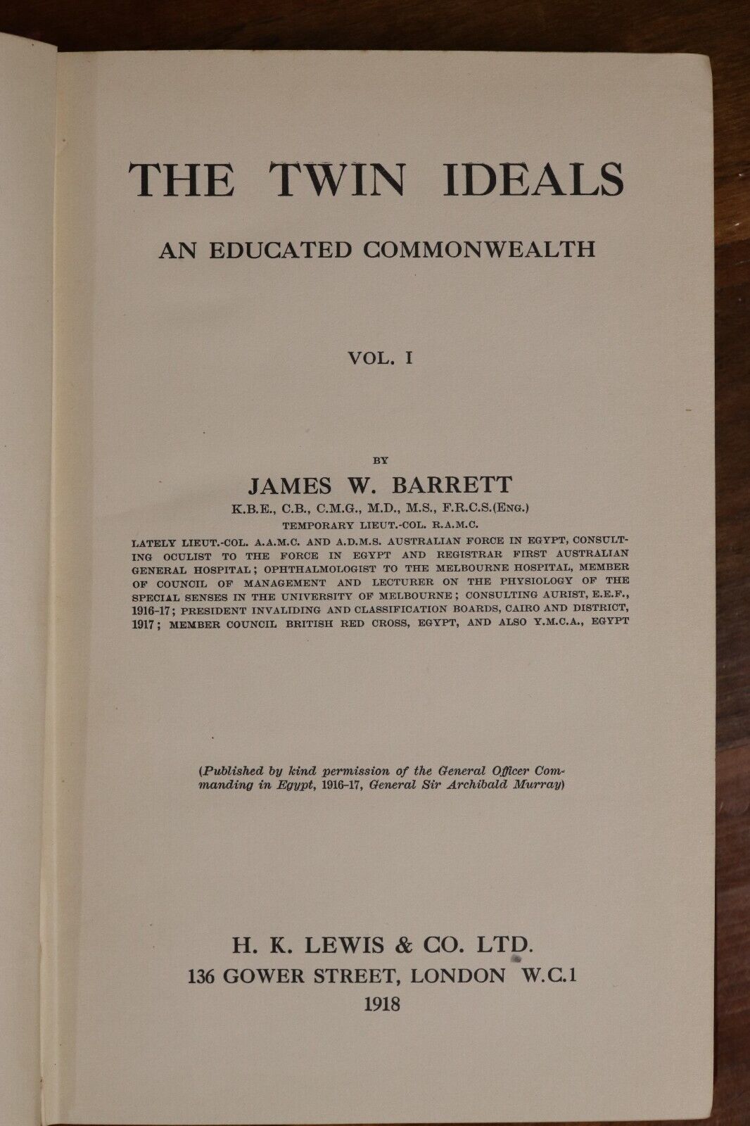 1918 The Twin Ideals: An Educated Commonwealth Australian History Book Set