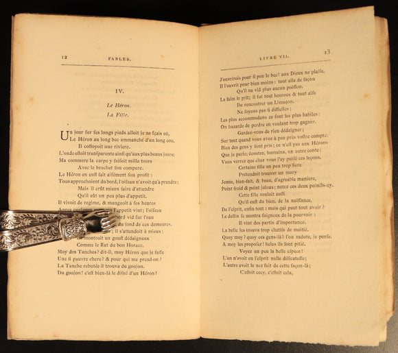 1868 Fables De La Fontaine Antiquarian French Literature Book 2vol Suit Rebind