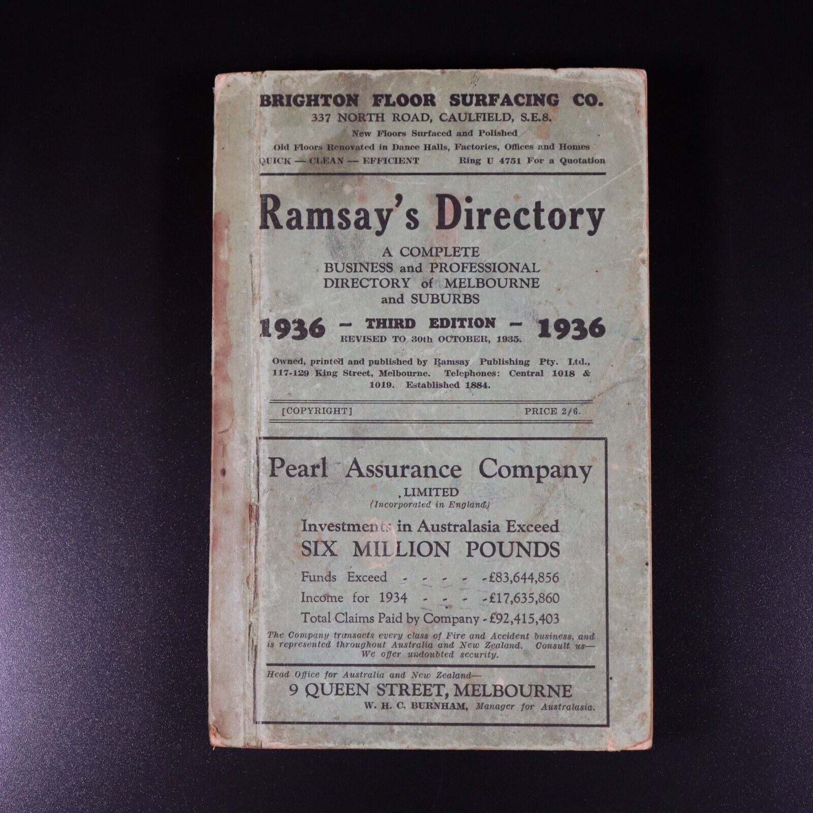 1936 Ramsay's Melbourne Business & Professional Directory History Book 3rd Ed