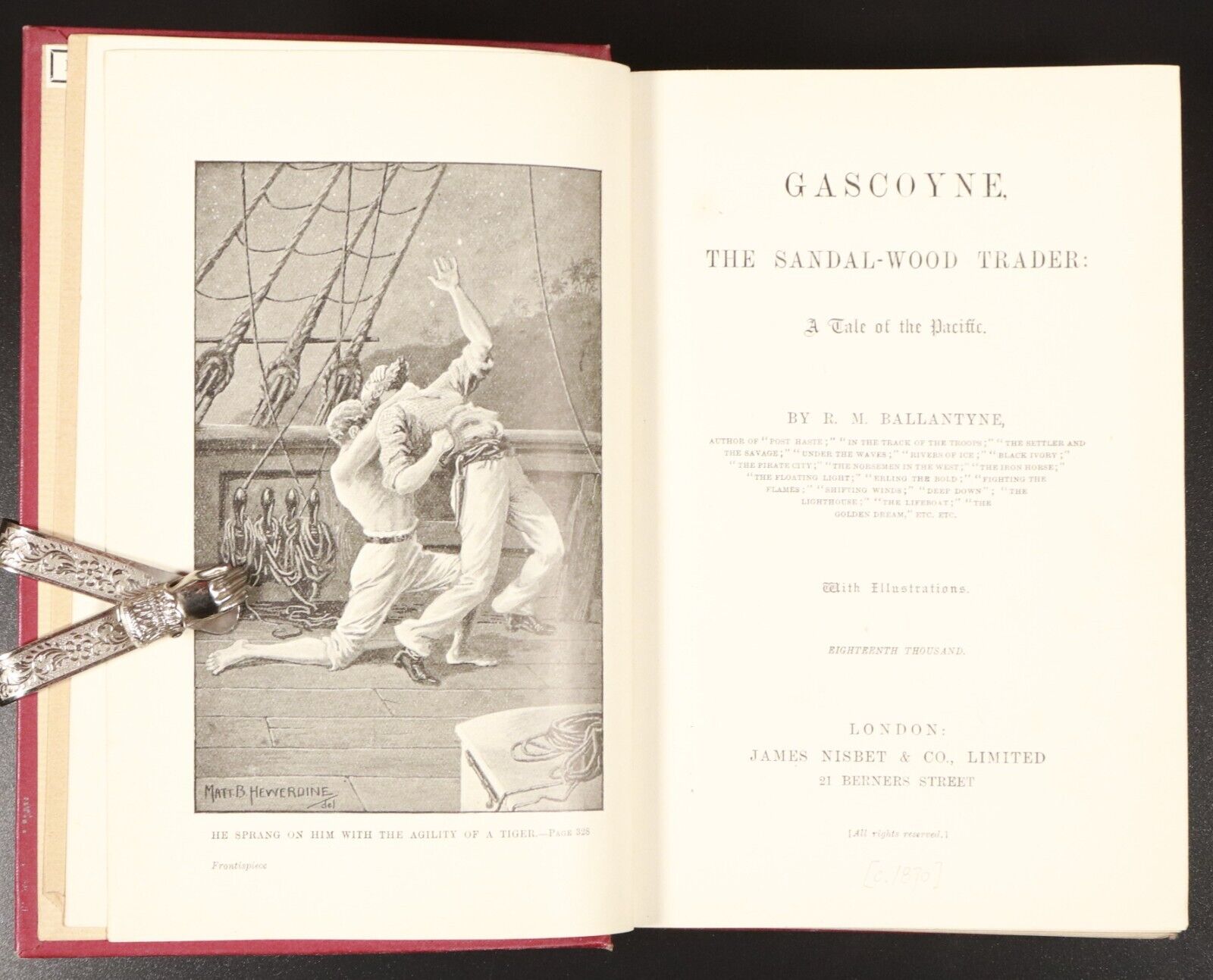 c1895 Gascoyne Sandal-Wood Trader R.M. Ballantyne Antique Adventure Fiction Book