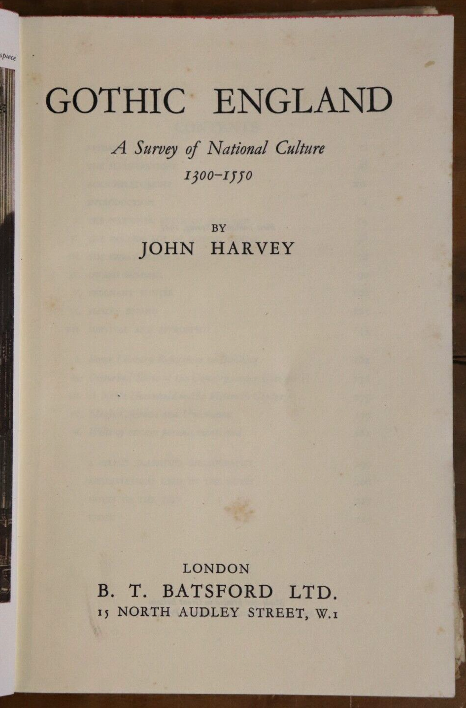 1947 Gothic England 1300 to 1550 by John Harvey 1st Ed British History Book - 0