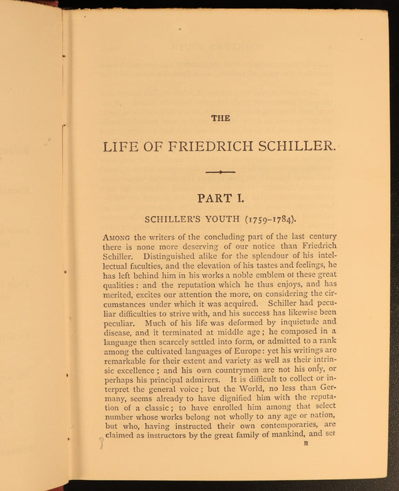 1872 Life Of Friedrich Schiller by Thomas Carlyle Antiquarian Biography Book