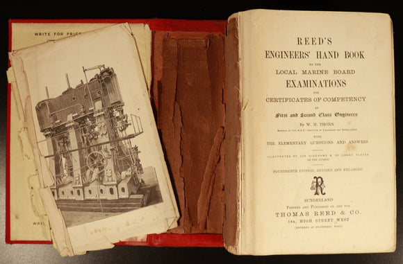 1891 Reed's Engineers Handbook Marine Board WH Thorn Antique Engineering Book