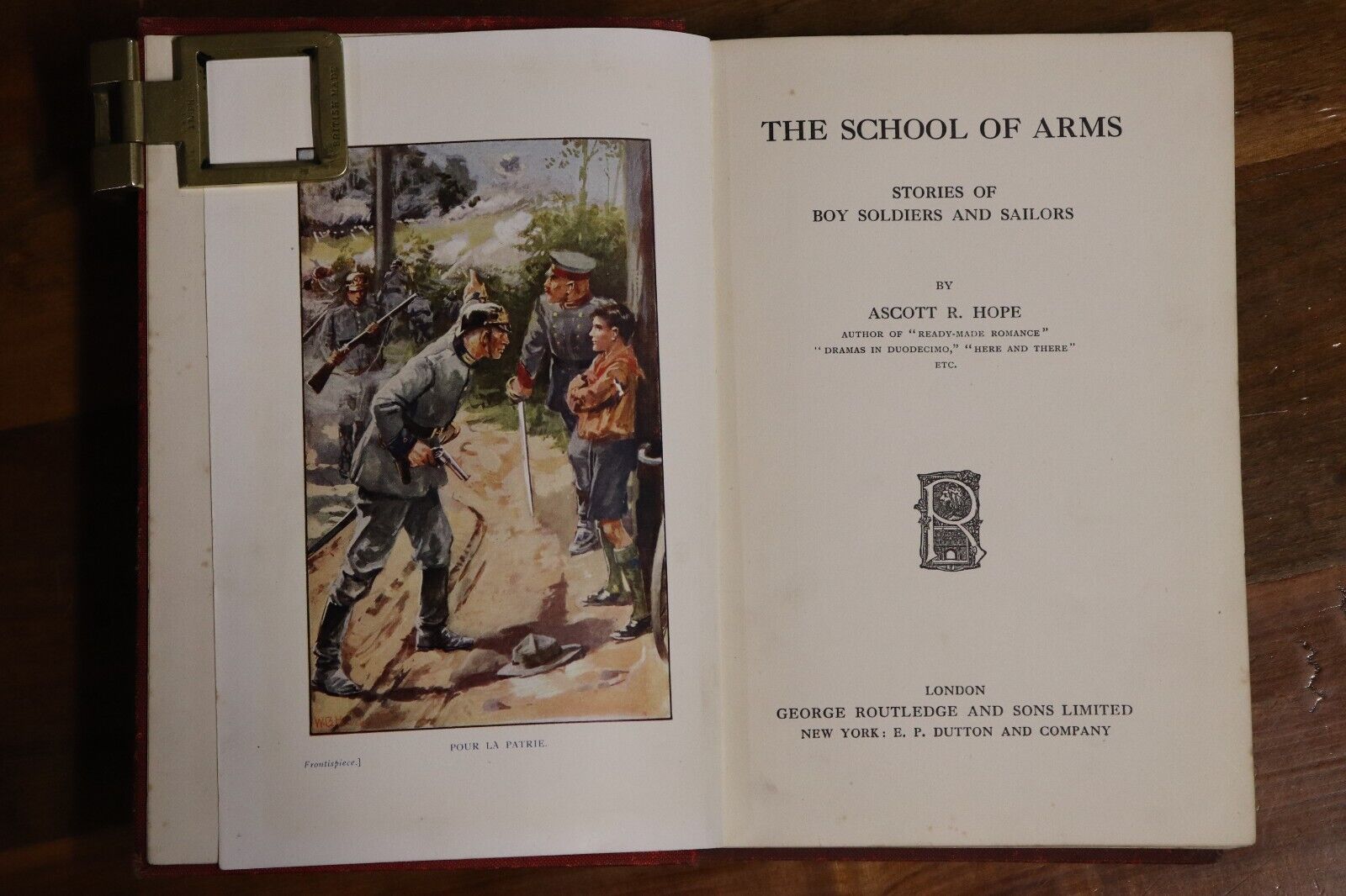 c1920 The School Of Arms by Ascot R. Hope Antique Military Fiction Book - 0